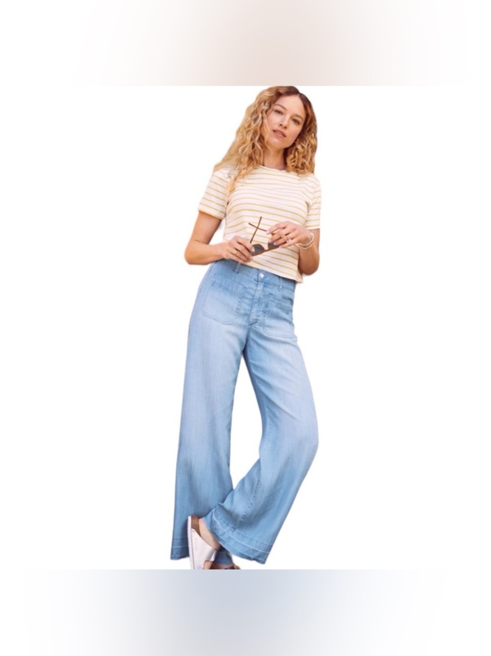 Cloth & Stone Women's Wide Leg Light Wash Chambray Breezy Tencel Lyocell 
Pant S